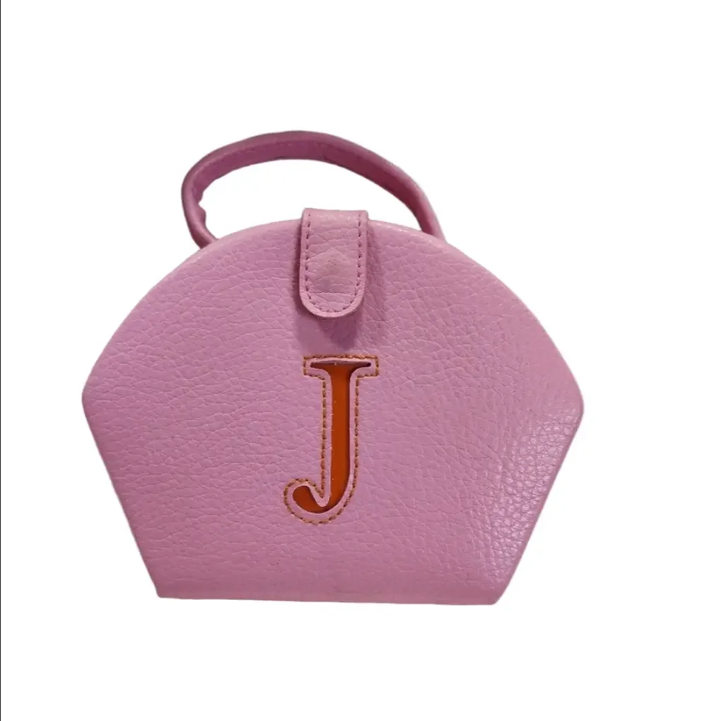 Jeun Bags Alphabet J Pink Faux Leather Jewelry Box
